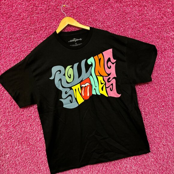 The Rolling Stones Groovy Spellout with Hot Lips Rock Tee 1X - Picture 3 of 4